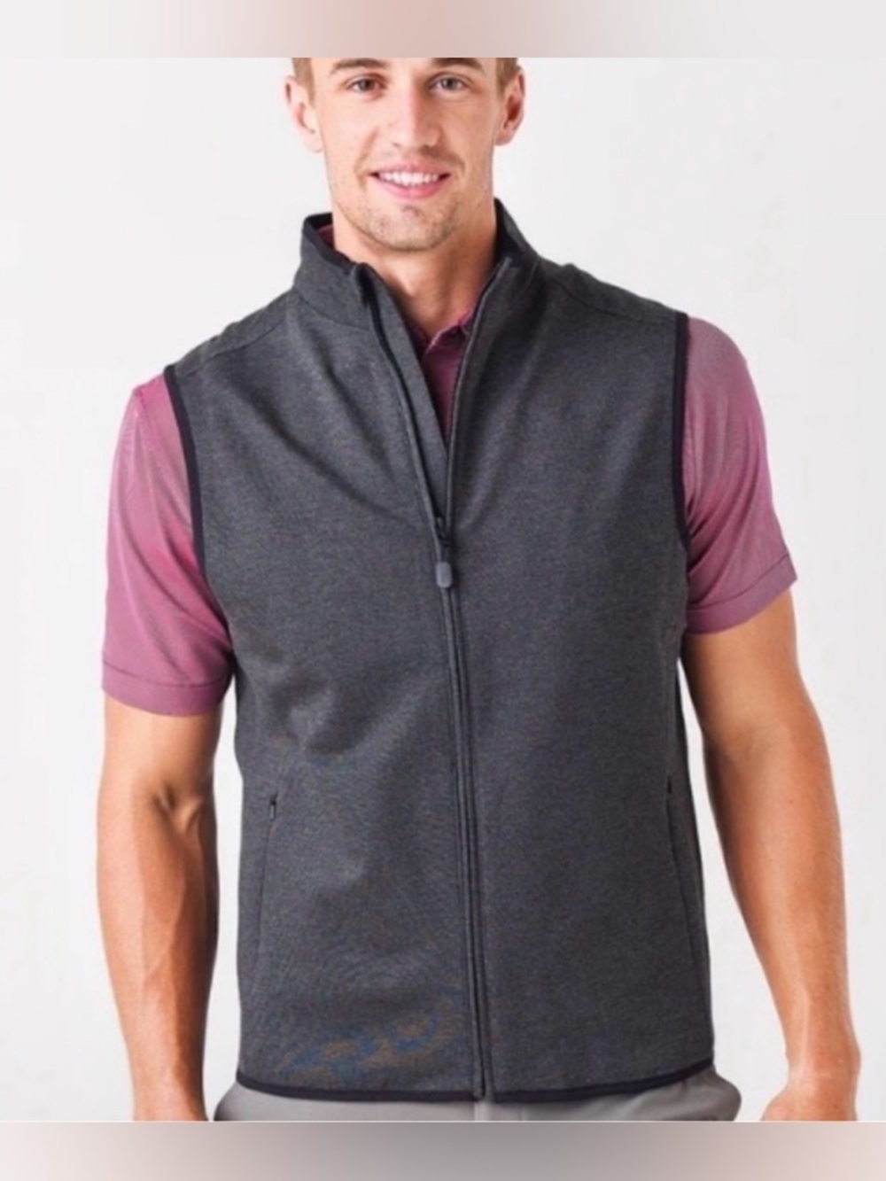 Mizzen + Main Bryant Vest Mens Large Full Zip Sleeveless Jacket Outdoor Golf
